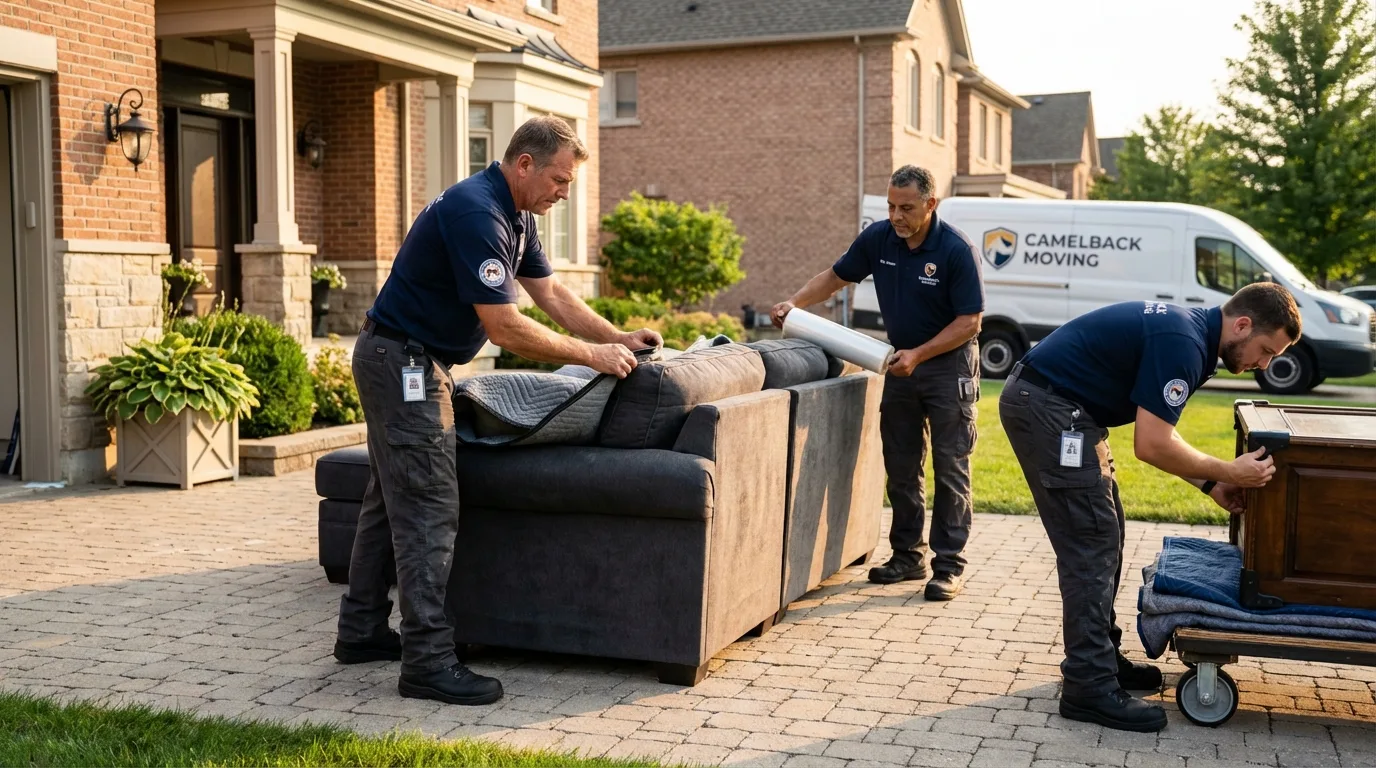 Large estate moving crew wrapping furniture in Donna, TX